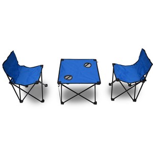 户外加固折叠茶几三件套 牛津布花园折叠桌椅 野外休闲餐桌椅套件