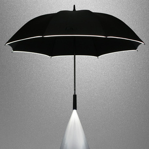 直销LED投影伞超大防风高尔夫雨伞直杆夜行反光创意广告伞定制