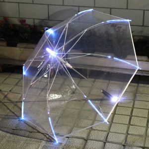 POE透明LED灯光伞七彩发光手电筒晴雨伞